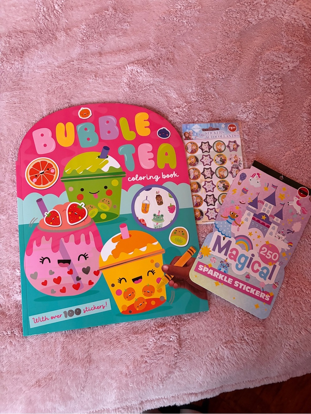 Magic Pink Bubble Tea Coloring Book & Magical Sparkle Stickers